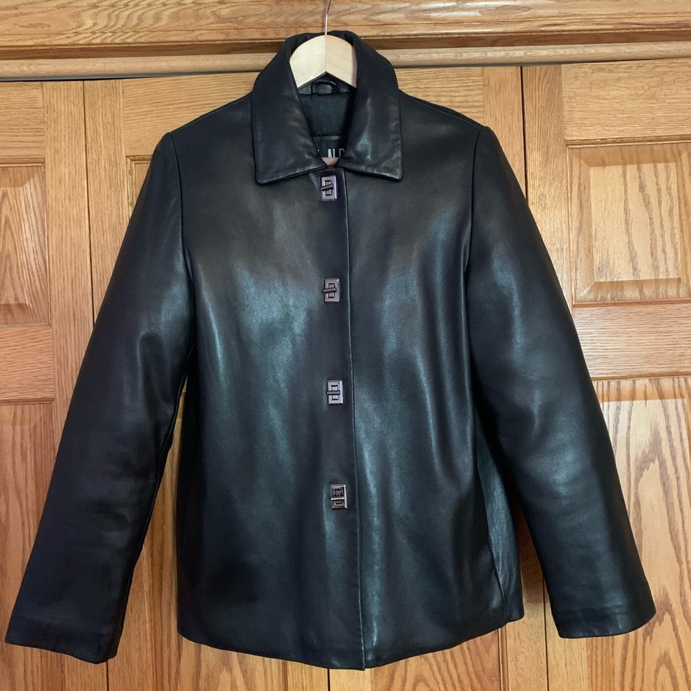 🧥EUC Genuine Womens Leather Black Thinsulated Short Car Jacket Coat Size Small